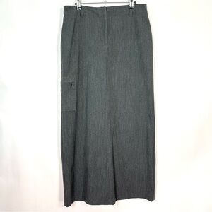 Vintage Y2K Grey Charcoal Cargo Utility Maxi Skirt Back Center Slit Sz 7/8